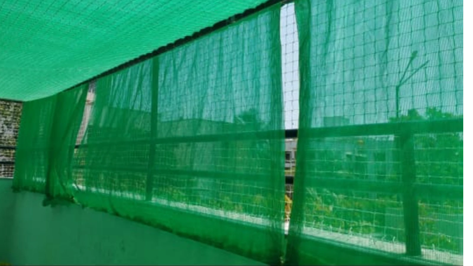 Green shade net installation for garden